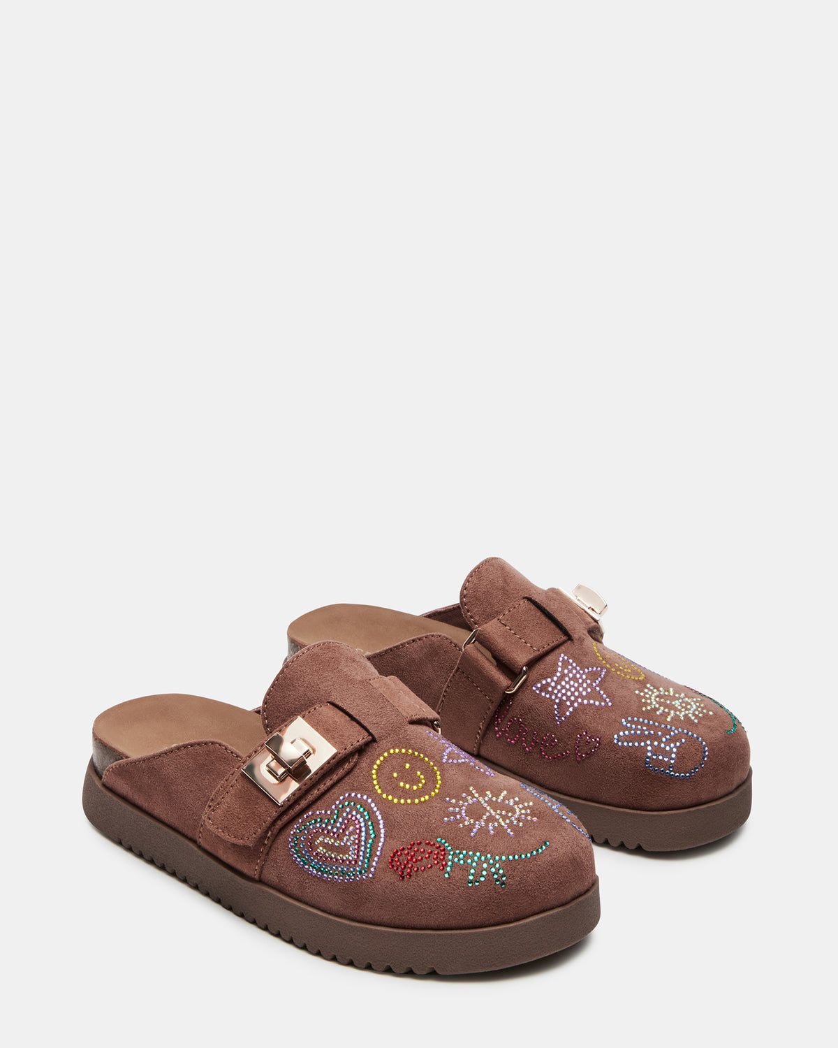 Kids' MONEYY Brown Rhinestones Girls' Slip-On Clog | Steve Madden Special Offer