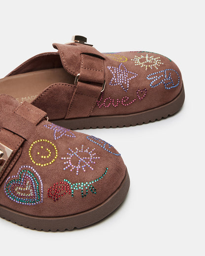 Kids' MONEYY Brown Rhinestones Girls' Slip-On Clog | Steve Madden Special Offer