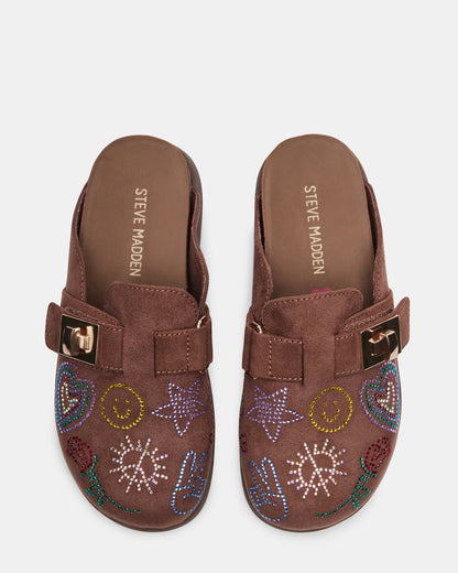 Kids' MONEYY Brown Rhinestones Girls' Slip-On Clog | Steve Madden Special Offer