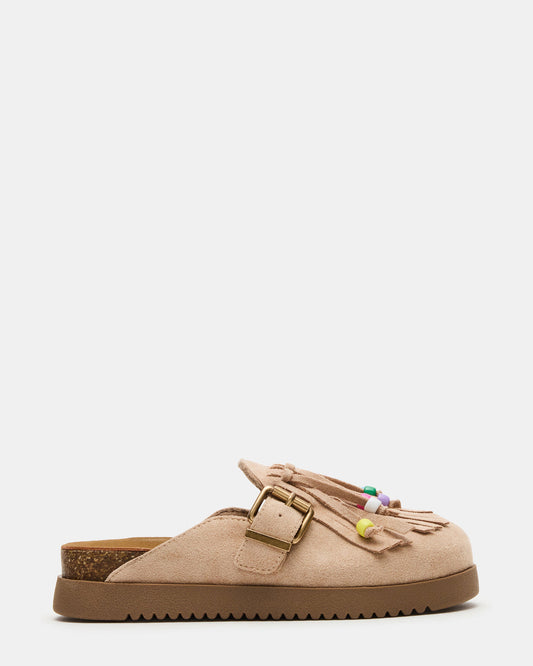 Kids' TREAT Taupe Girls' Slip-On Fringe Flat | Steve Madden Top Pick