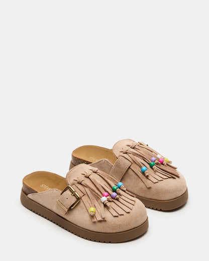 Kids' TREAT Taupe Girls' Slip-On Fringe Flat | Steve Madden Top Pick