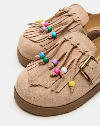 Kids' TREAT Taupe Girls' Slip-On Fringe Flat | Steve Madden Top Pick