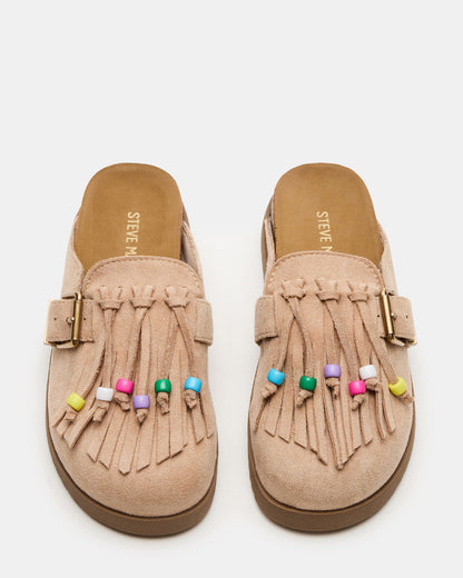 Kids' TREAT Taupe Girls' Slip-On Fringe Flat | Steve Madden Top Pick