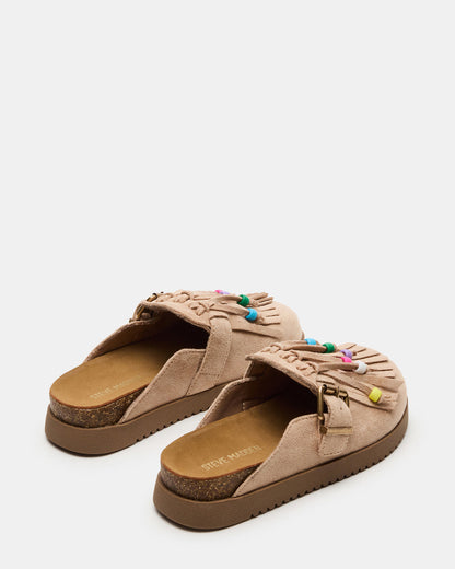 Kids' TREAT Taupe Girls' Slip-On Fringe Flat | Steve Madden Top Pick