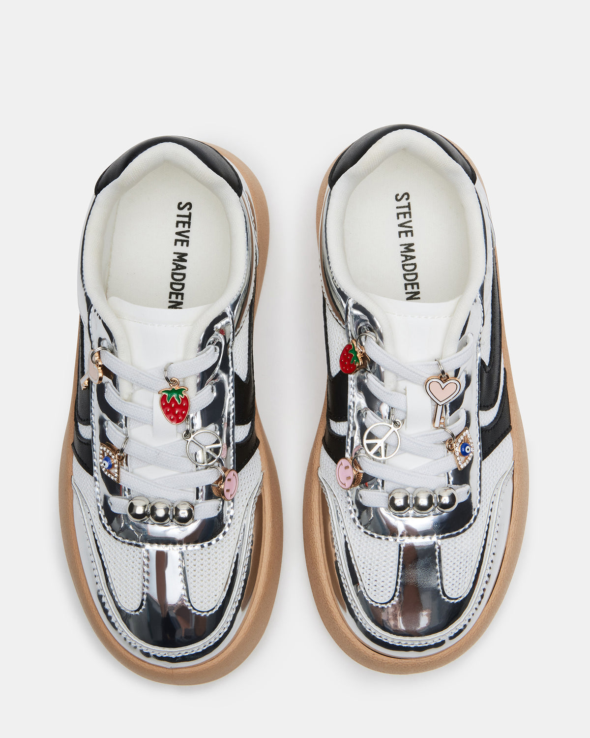 Kids' JERSEY CHARMS Silver Girls' Low-Top Platform Sneaker | Steve Madden Signature
