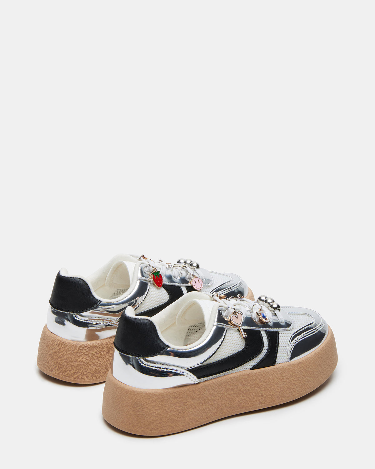 Kids' JERSEY CHARMS Silver Girls' Low-Top Platform Sneaker | Steve Madden Signature