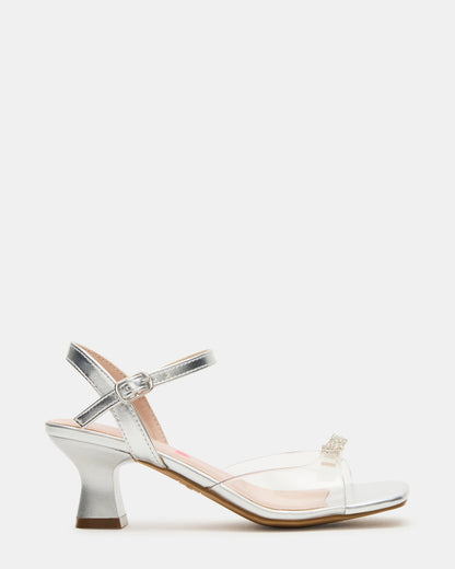 Kids' MERRY Silver Girls' Square-Toe Rhinestone Heel | Steve Madden Hot Sale