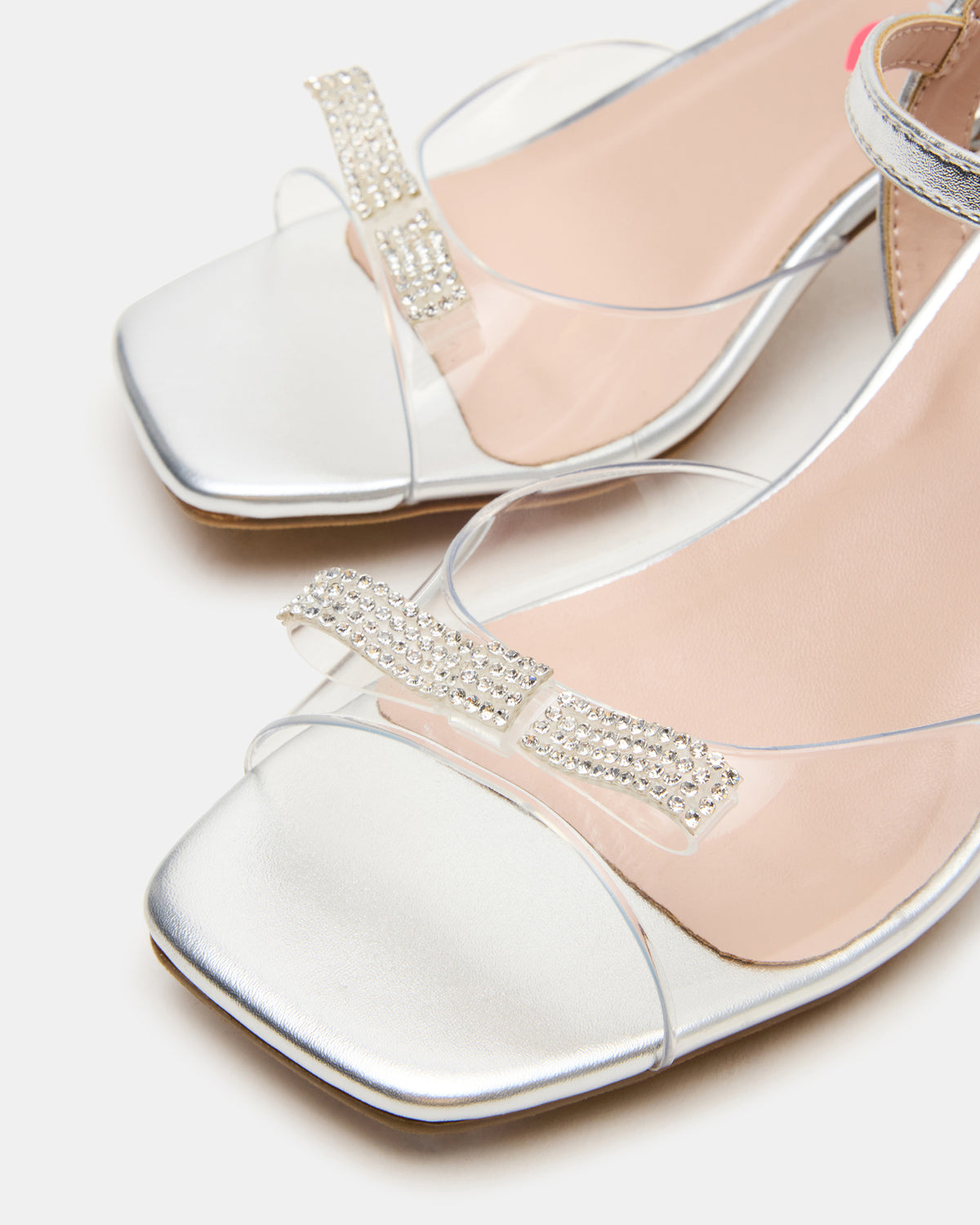 Kids' MERRY Silver Girls' Square-Toe Rhinestone Heel | Steve Madden Hot Sale