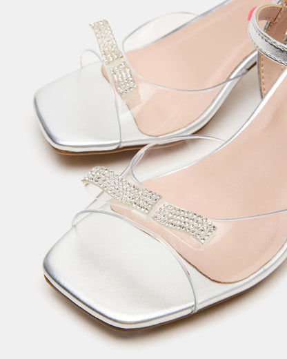 Kids' MERRY Silver Girls' Square-Toe Rhinestone Heel | Steve Madden Hot Sale