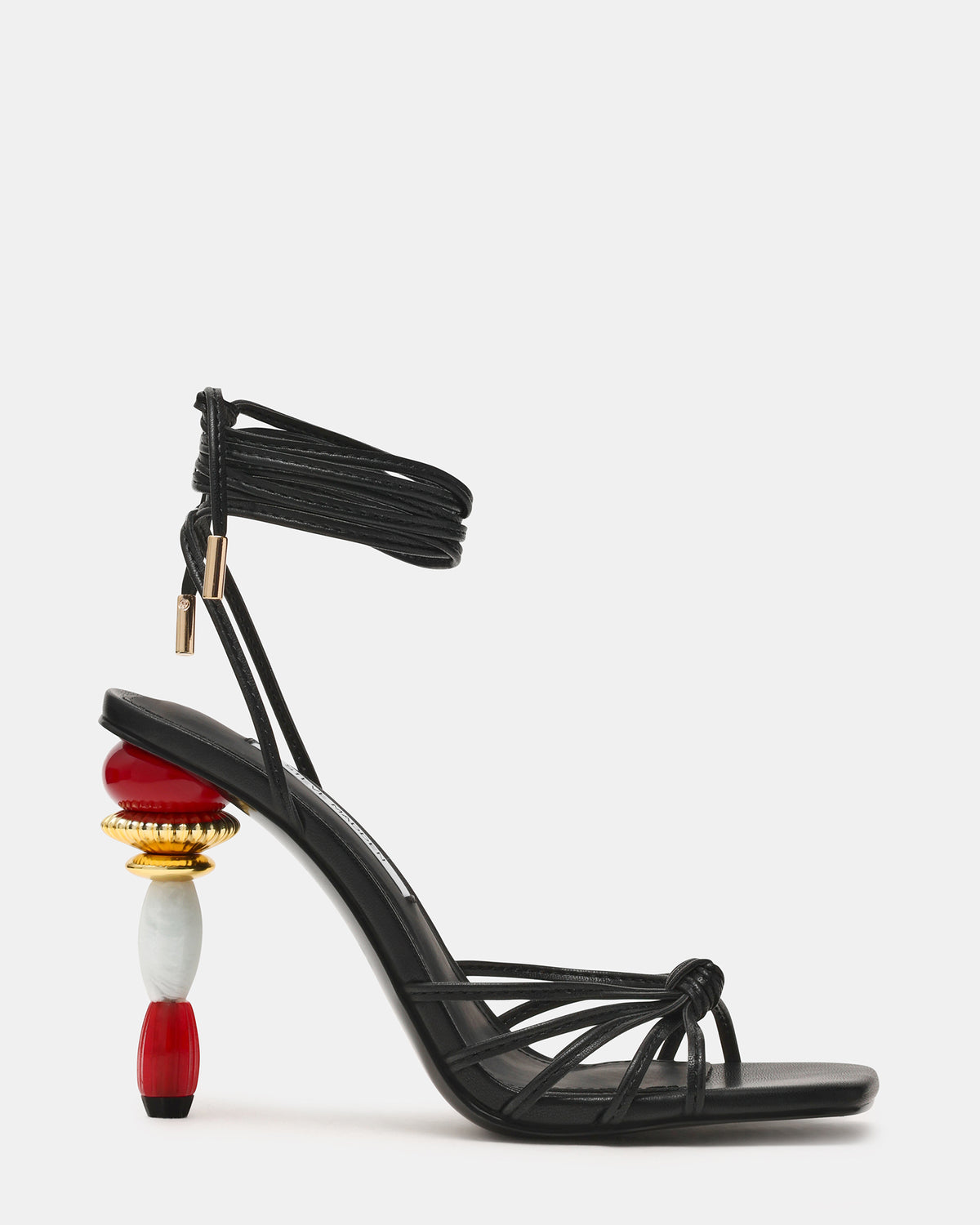 SOLENA Black Strappy Leg-Tie Square-Toe Women's Sculptured Heel | Steve Madden Latest