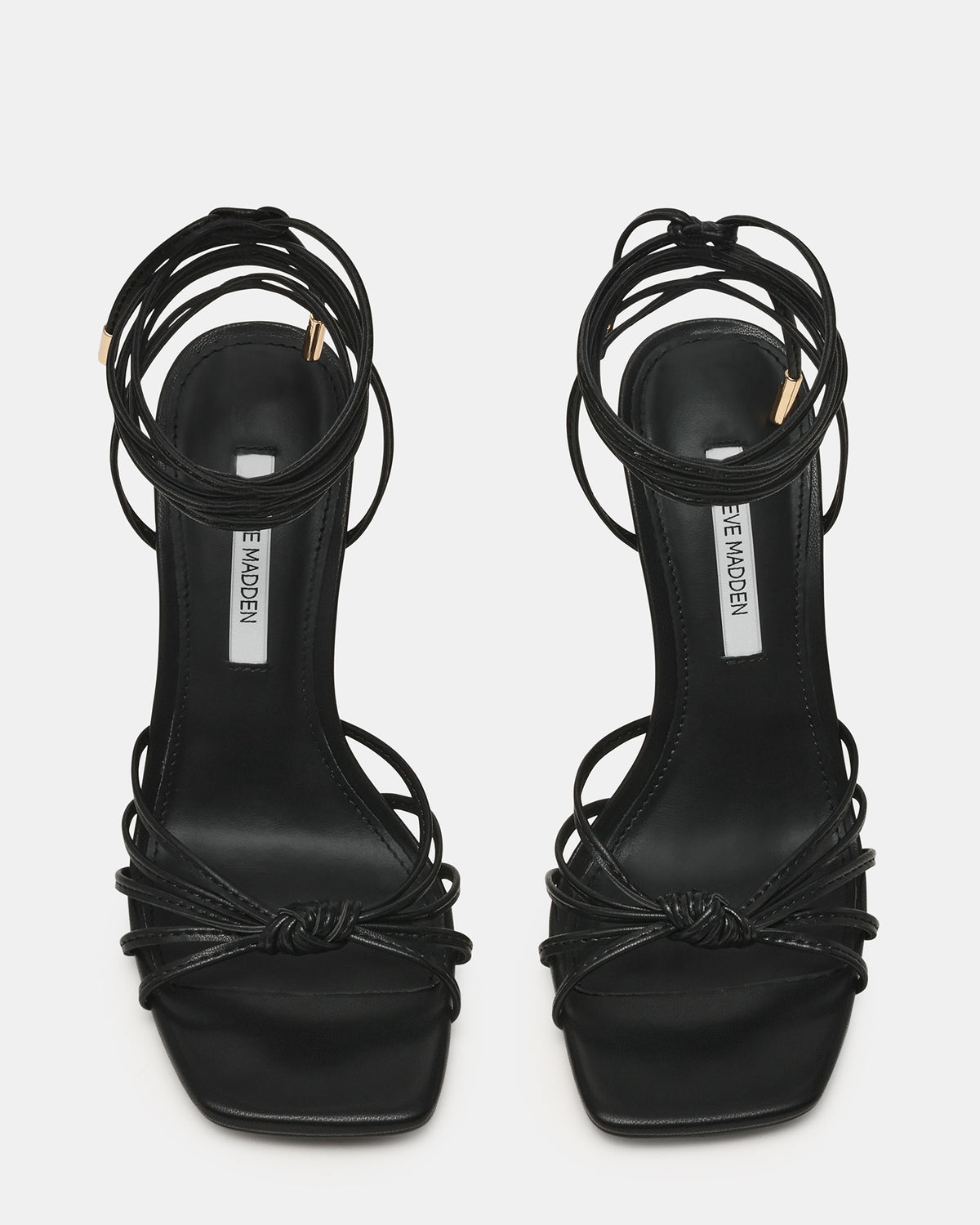 SOLENA Black Strappy Leg-Tie Square-Toe Women's Sculptured Heel | Steve Madden Latest