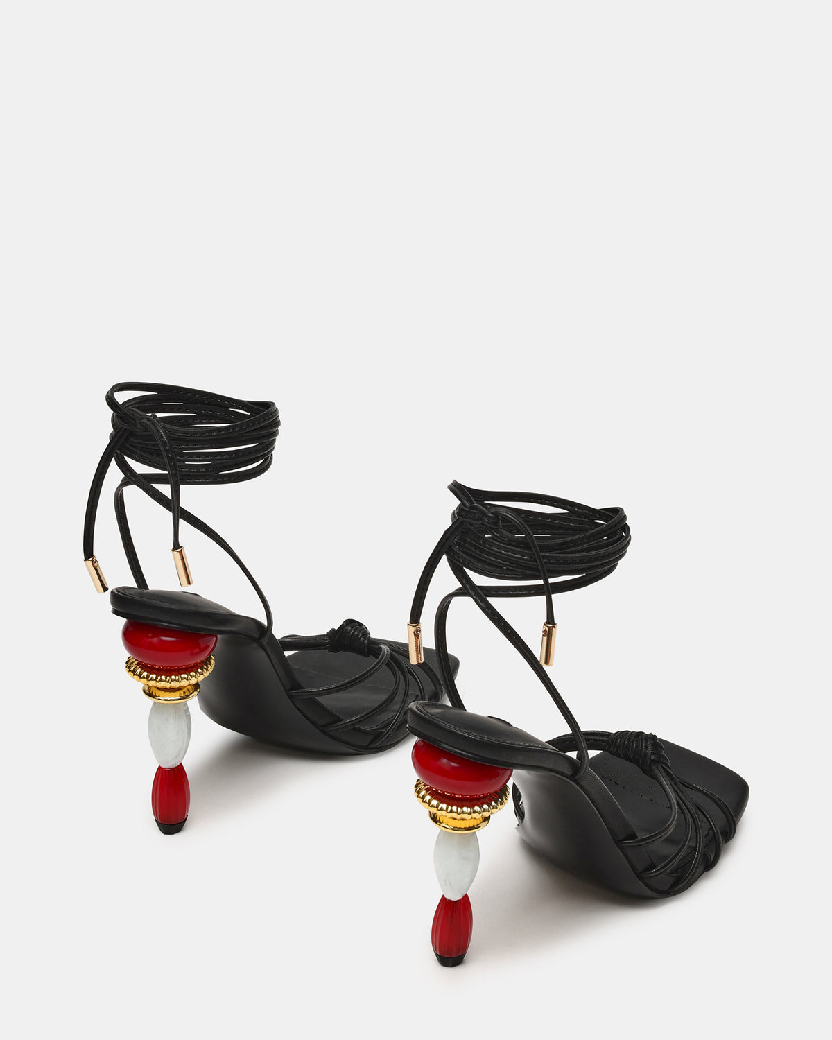 SOLENA Black Strappy Leg-Tie Square-Toe Women's Sculptured Heel | Steve Madden Latest