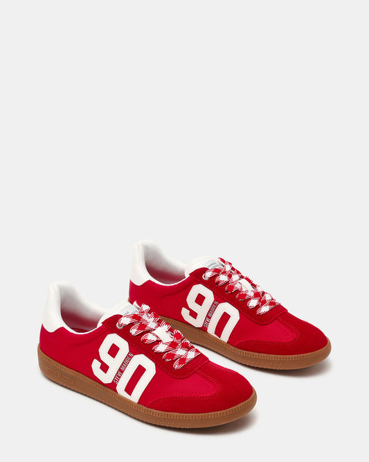 PACEY Red Multi Low-Top Lace-Up 90's Women's Sneaker | Steve Madden Trending