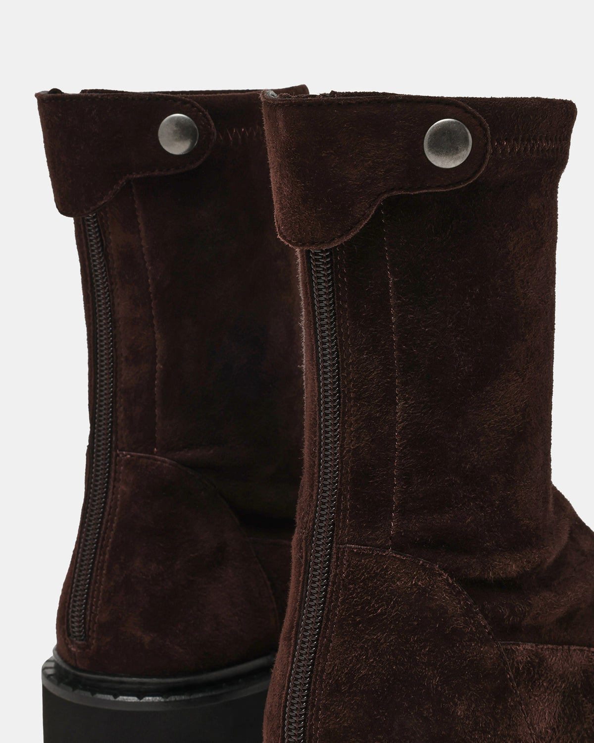 MYER Brown Suede Round-Toe Zipper Closure Women's Ankle Boot | Steve Madden New