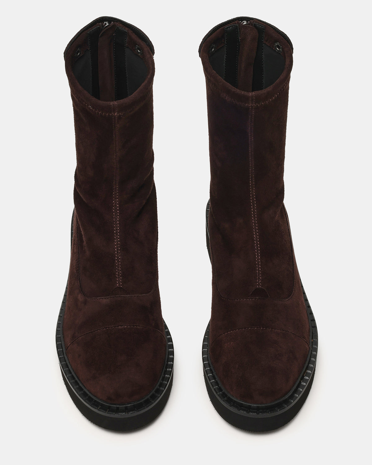 MYER Brown Suede Round-Toe Zipper Closure Women's Ankle Boot | Steve Madden New