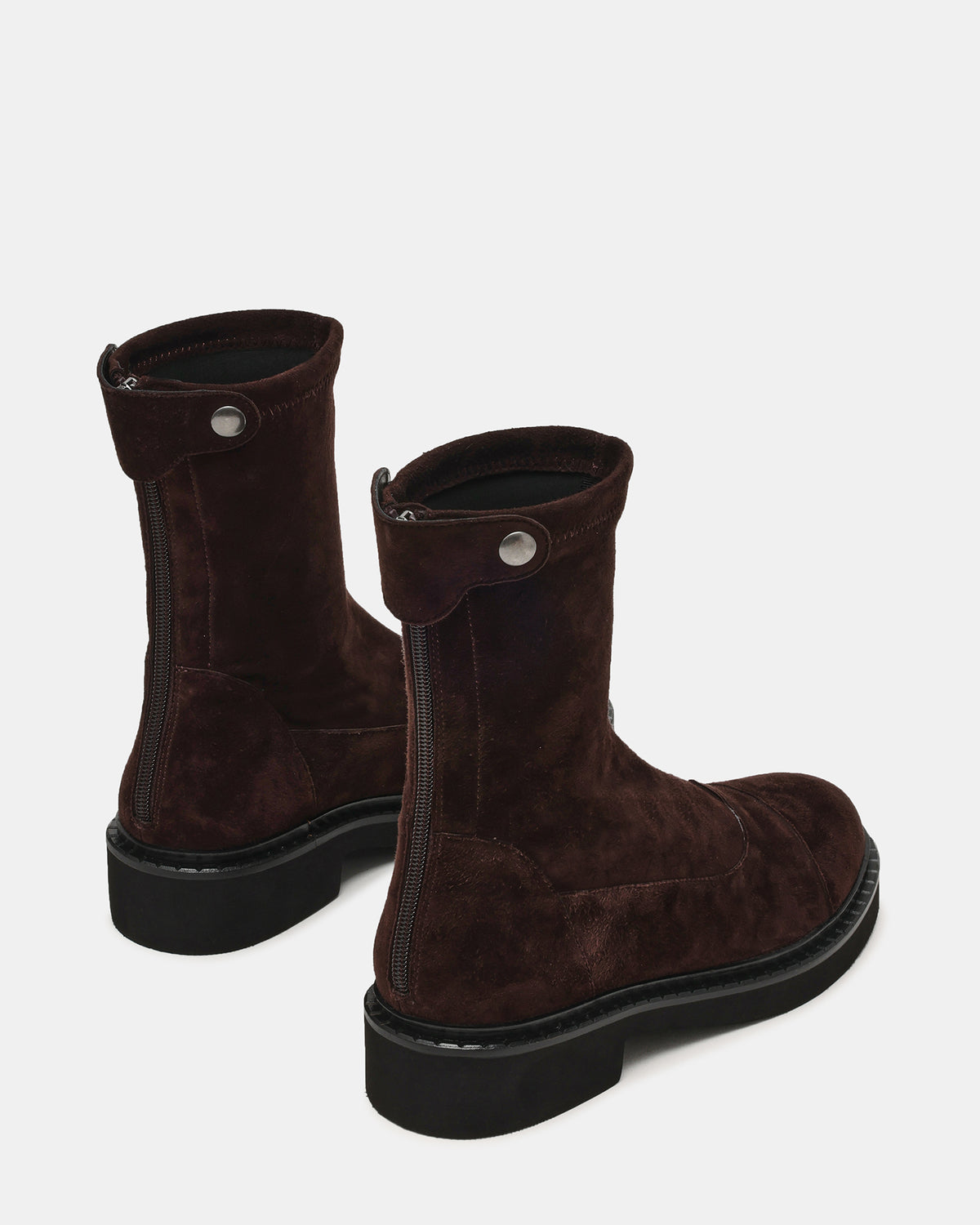 MYER Brown Suede Round-Toe Zipper Closure Women's Ankle Boot | Steve Madden New