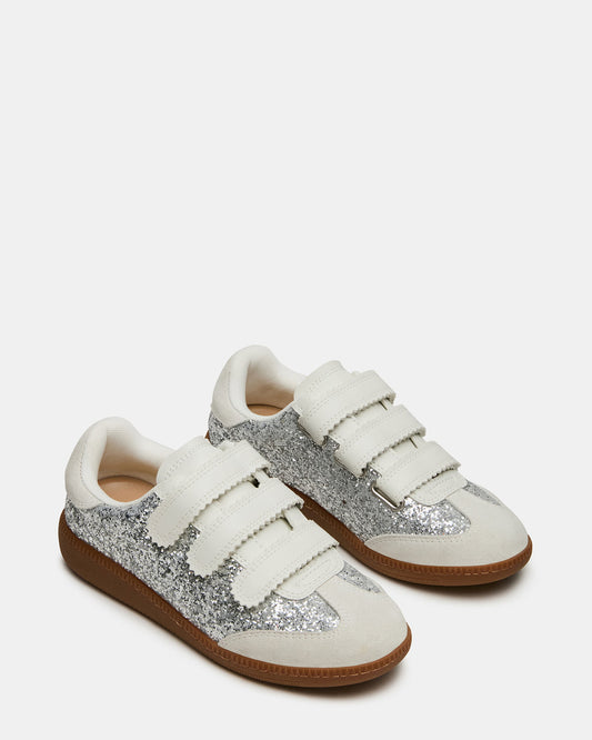 MOMENTUM Multi Glitter Velcro Low-Top Women's Sneakers | Steve Madden Latest
