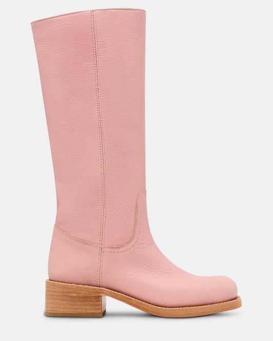 RIGGS Pink Leather Square-Toe Women's Boot | Steve Madden Essential