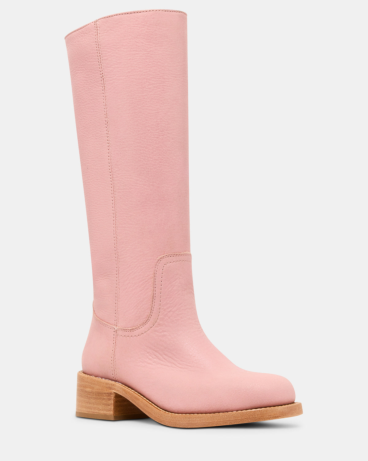 RIGGS Pink Leather Square-Toe Women's Boot | Steve Madden Essential