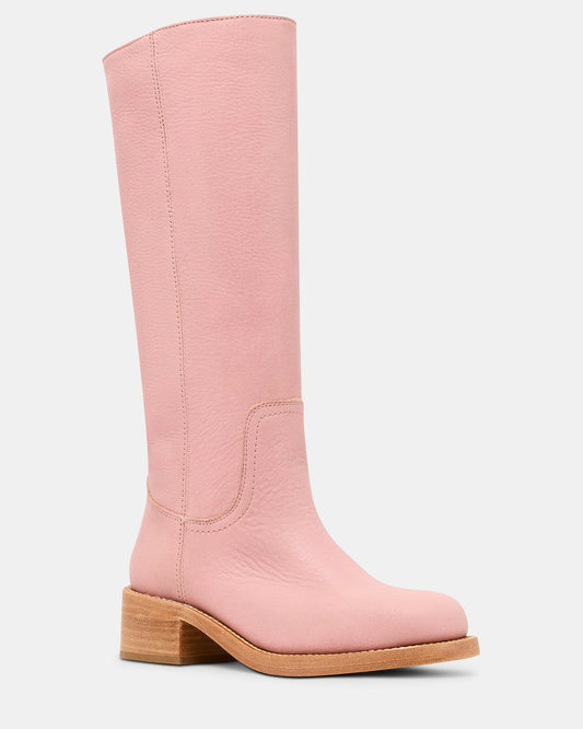 RIGGS Pink Leather Square-Toe Women's Boot | Steve Madden Essential
