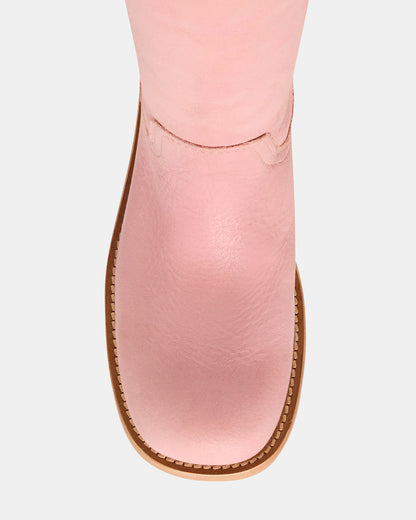 RIGGS Pink Leather Square-Toe Women's Boot | Steve Madden Essential
