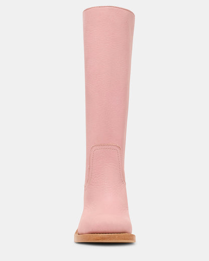 RIGGS Pink Leather Square-Toe Women's Boot | Steve Madden Essential