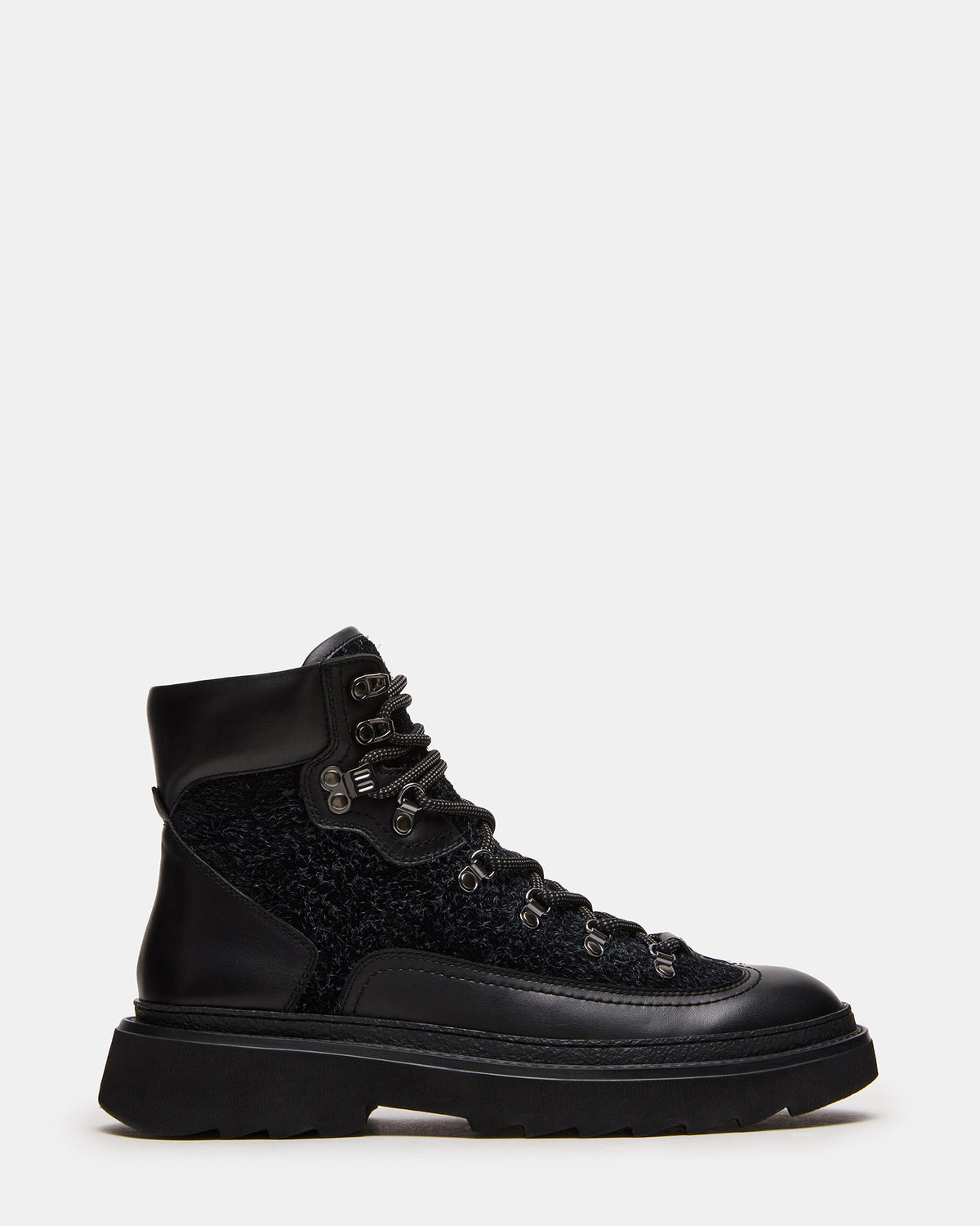 YOSEMITE Black Multi Lace-Up Lug Men's Ankle Boot | Steve Madden Customer Favorite