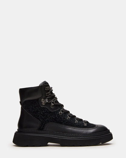 YOSEMITE Black Multi Lace-Up Lug Men's Ankle Boot | Steve Madden Customer Favorite