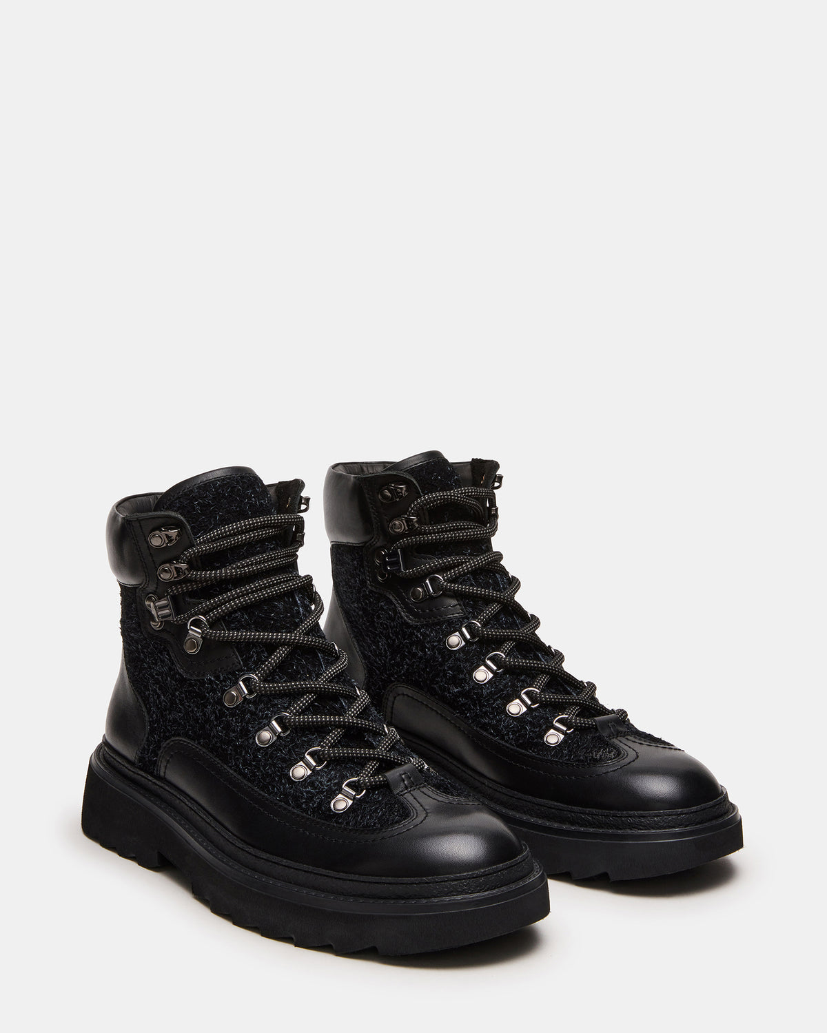 YOSEMITE Black Multi Lace-Up Lug Men's Ankle Boot | Steve Madden Customer Favorite