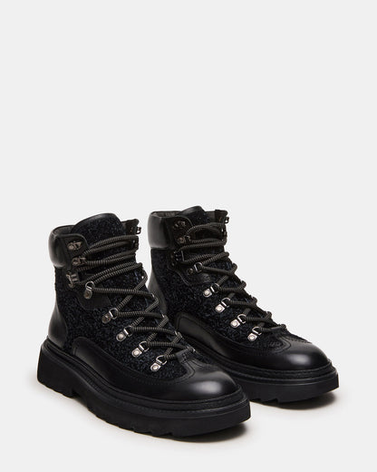 YOSEMITE Black Multi Lace-Up Lug Men's Ankle Boot | Steve Madden Customer Favorite