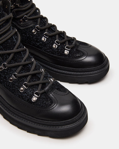 YOSEMITE Black Multi Lace-Up Lug Men's Ankle Boot | Steve Madden Customer Favorite