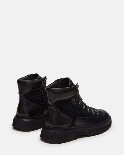 YOSEMITE Black Multi Lace-Up Lug Men's Ankle Boot | Steve Madden Customer Favorite