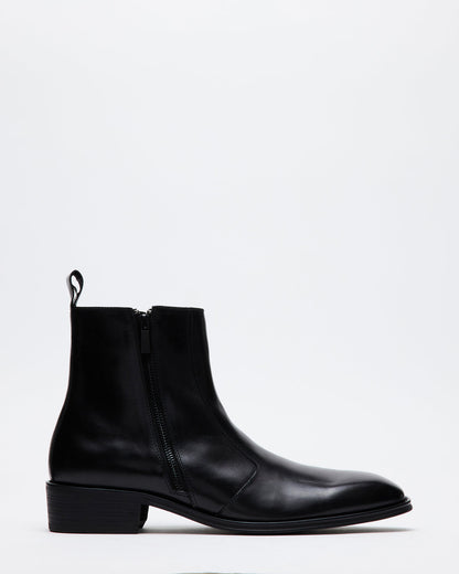 HAYNES Black Leather Men's Ankle Boot | Steve Madden Latest