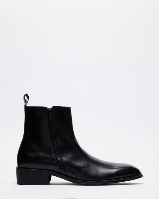 HAYNES Black Leather Men's Ankle Boot | Steve Madden Latest