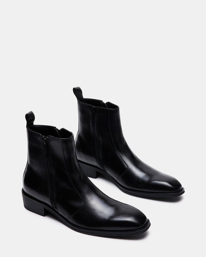 HAYNES Black Leather Men's Ankle Boot | Steve Madden Latest