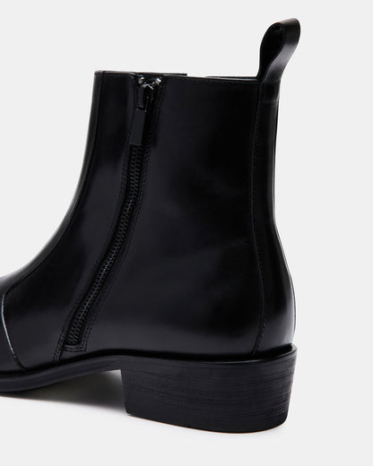 HAYNES Black Leather Men's Ankle Boot | Steve Madden Latest