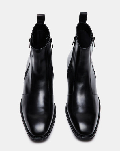 HAYNES Black Leather Men's Ankle Boot | Steve Madden Latest