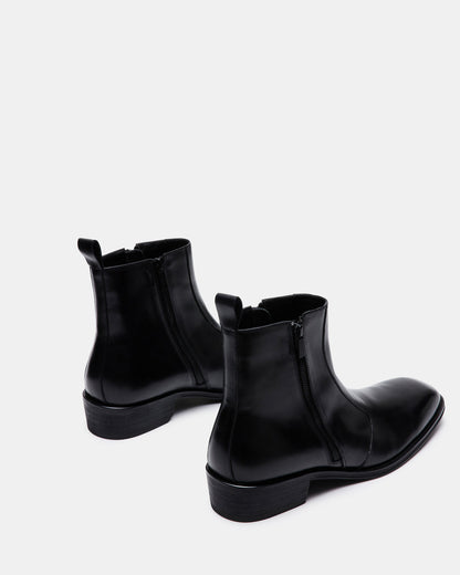 HAYNES Black Leather Men's Ankle Boot | Steve Madden Latest