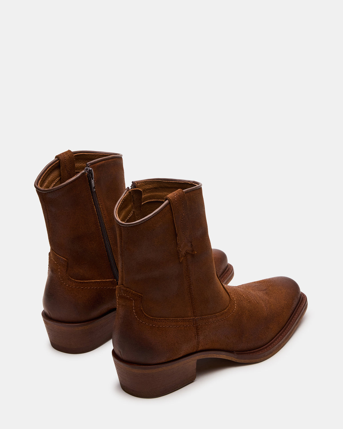 SANDERSON Dark Tan Square-Toe Western Men's Ankle Boot | Steve Madden Sale