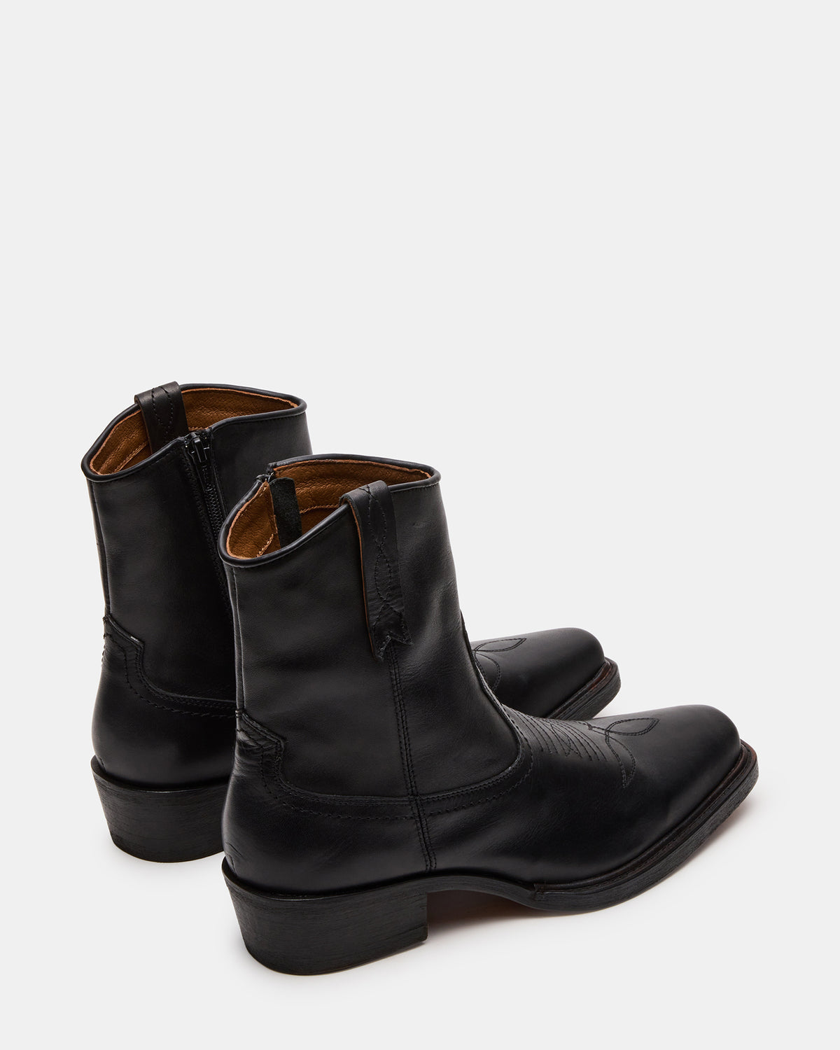 SANDERSON Black Leather Square-Toe Western Men's Ankle Boot | Steve Madden Best Seller