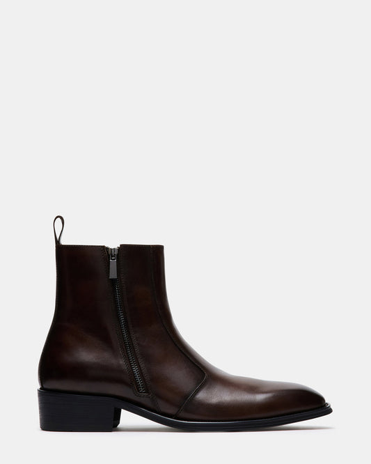 HAYNES Brown Leather Men's Ankle Boot | Steve Madden Popular