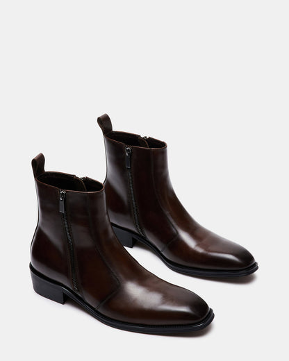 HAYNES Brown Leather Men's Ankle Boot | Steve Madden Popular