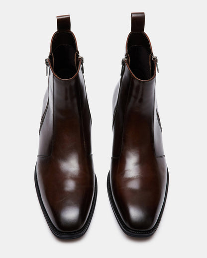 HAYNES Brown Leather Men's Ankle Boot | Steve Madden Popular
