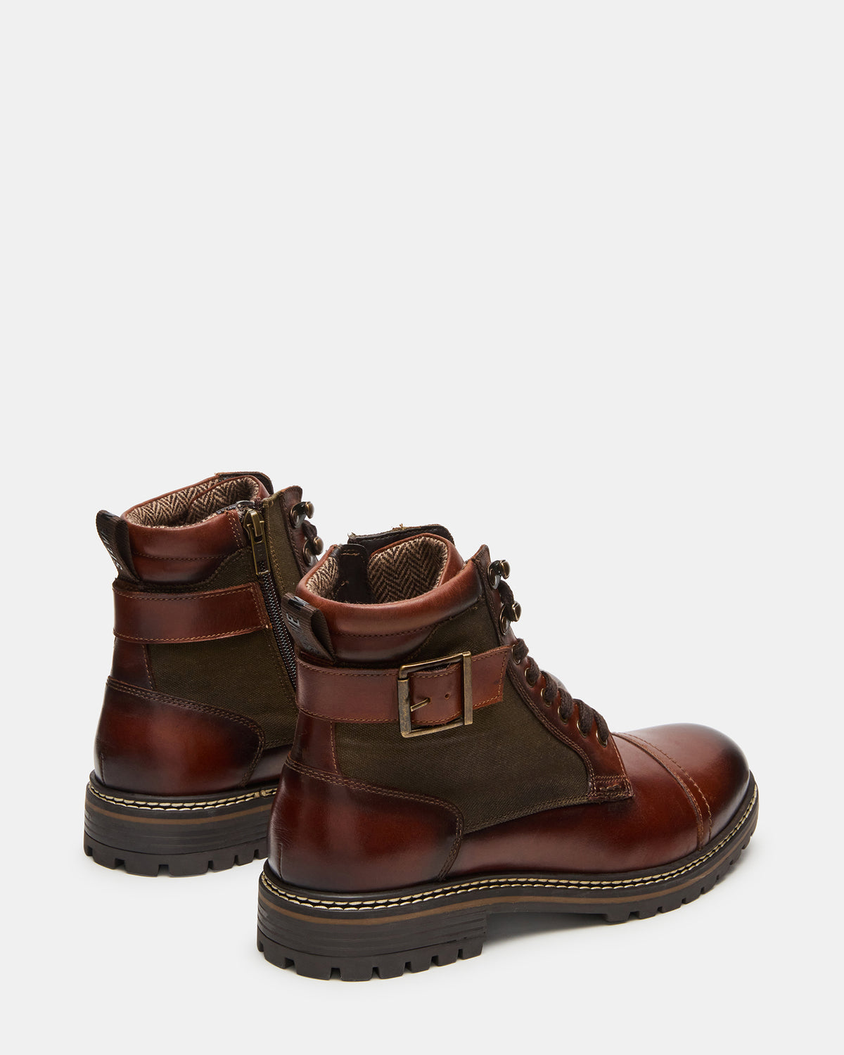REID Cognac Lace-Up Lug Men's Ankle Boot | Steve Madden Customer Favorite