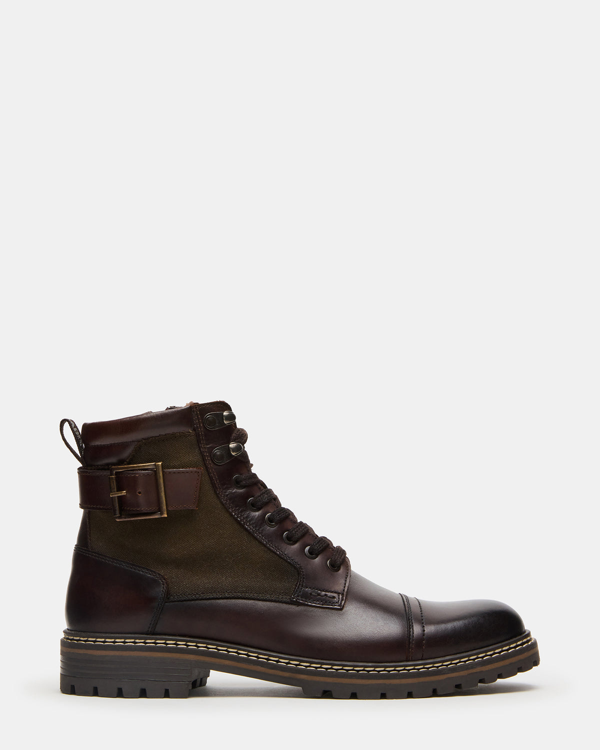 REID Dark Brown Lace-Up Lug Men's Ankle Boot | Steve Madden New