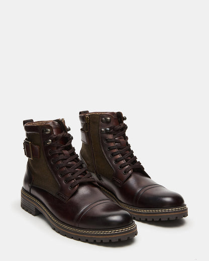 REID Dark Brown Lace-Up Lug Men's Ankle Boot | Steve Madden New