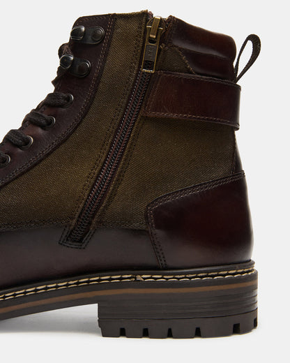 REID Dark Brown Lace-Up Lug Men's Ankle Boot | Steve Madden New
