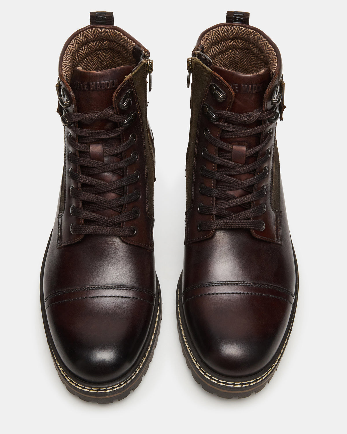 REID Dark Brown Lace-Up Lug Men's Ankle Boot | Steve Madden New