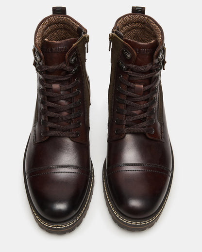 REID Dark Brown Lace-Up Lug Men's Ankle Boot | Steve Madden New