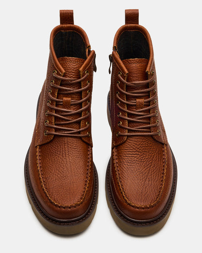 DAEL Brown Leather Lace-Up Men's Ankle Boot | Steve Madden Popular